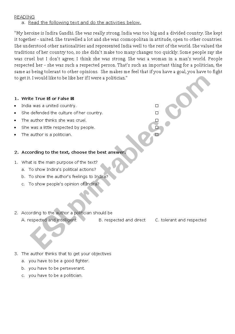 HEROES - READ AND WORK worksheet