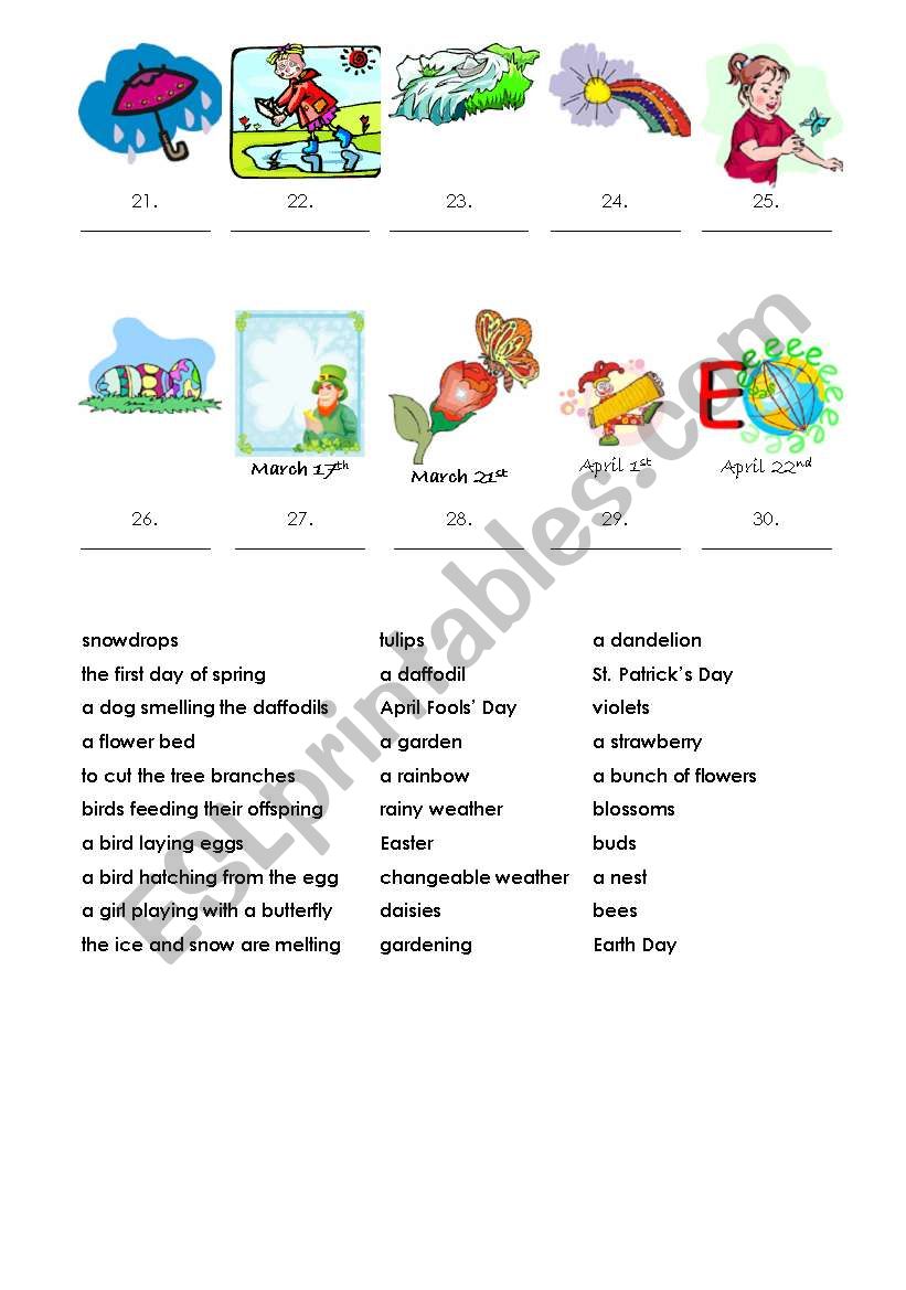 The Colours of Spring (p. 2) worksheet