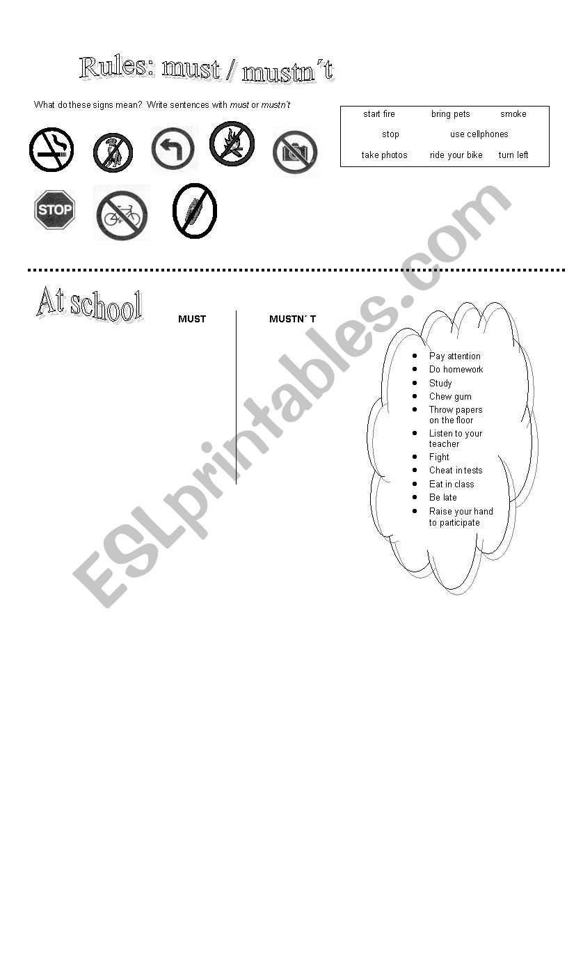 Rules worksheet