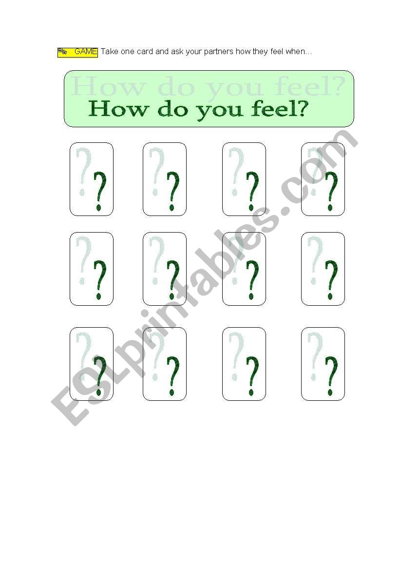 how do you feel? worksheet