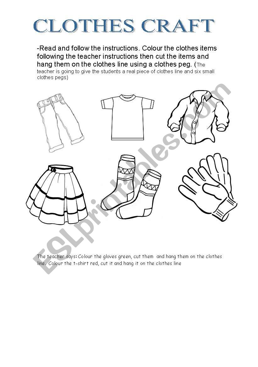 clothes craft worksheet