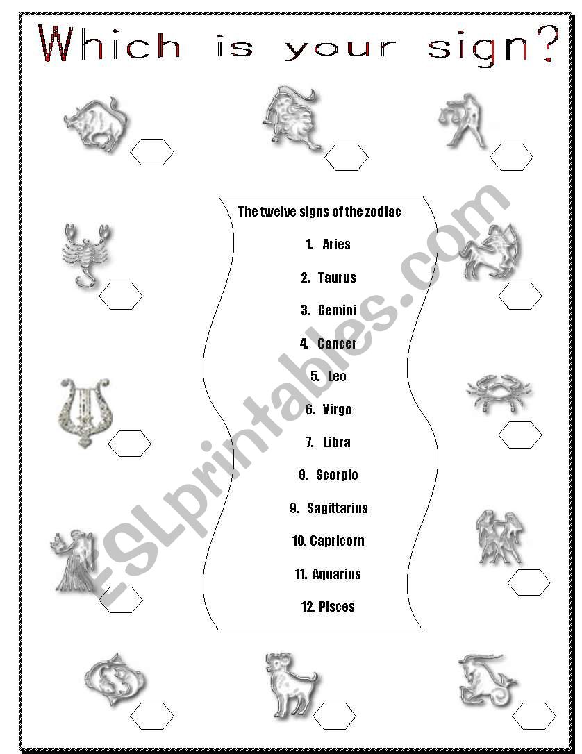 Which is your sign? worksheet