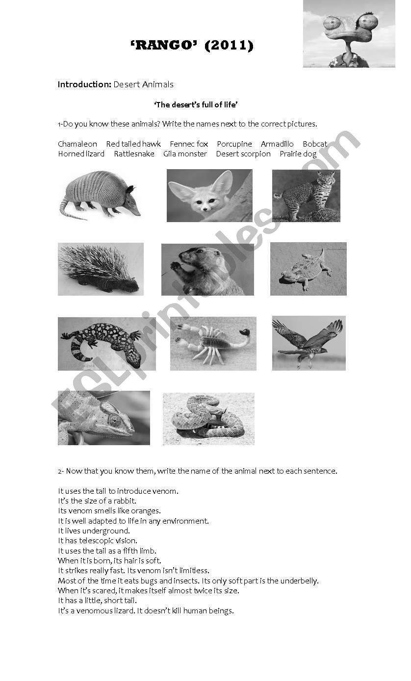 Rango Movie worksheet