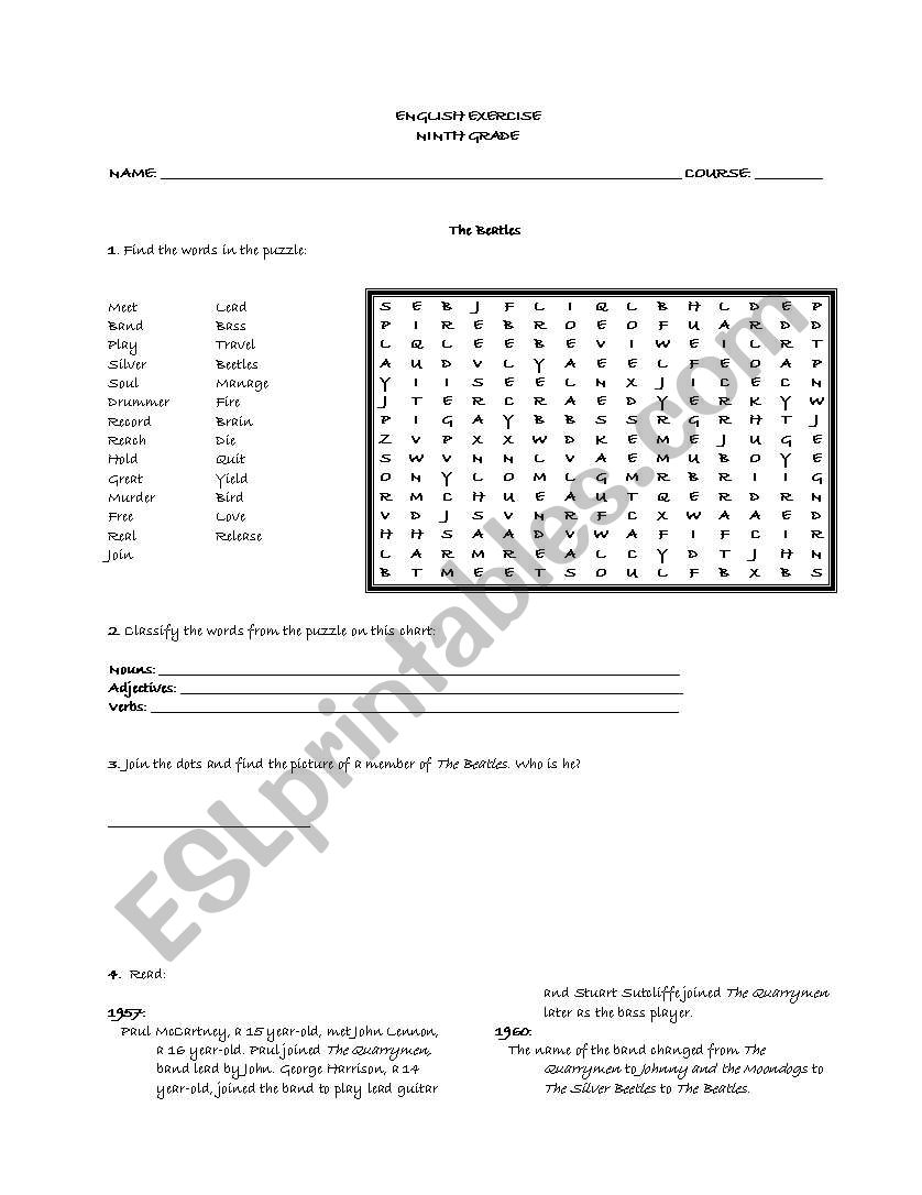 THE BEATLES worksheet