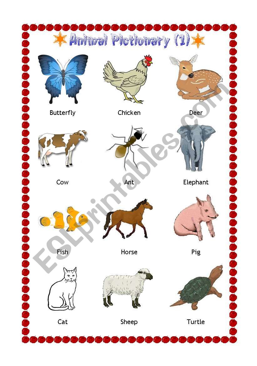 Animal Pictionary 1 worksheet