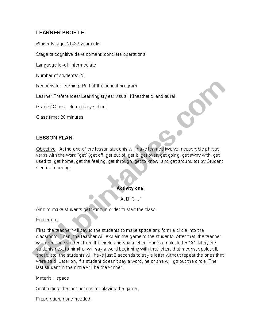 Inseparable phrasal verbs worksheet