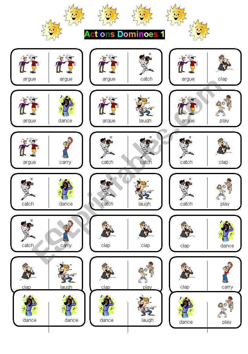 action dominoe worksheet