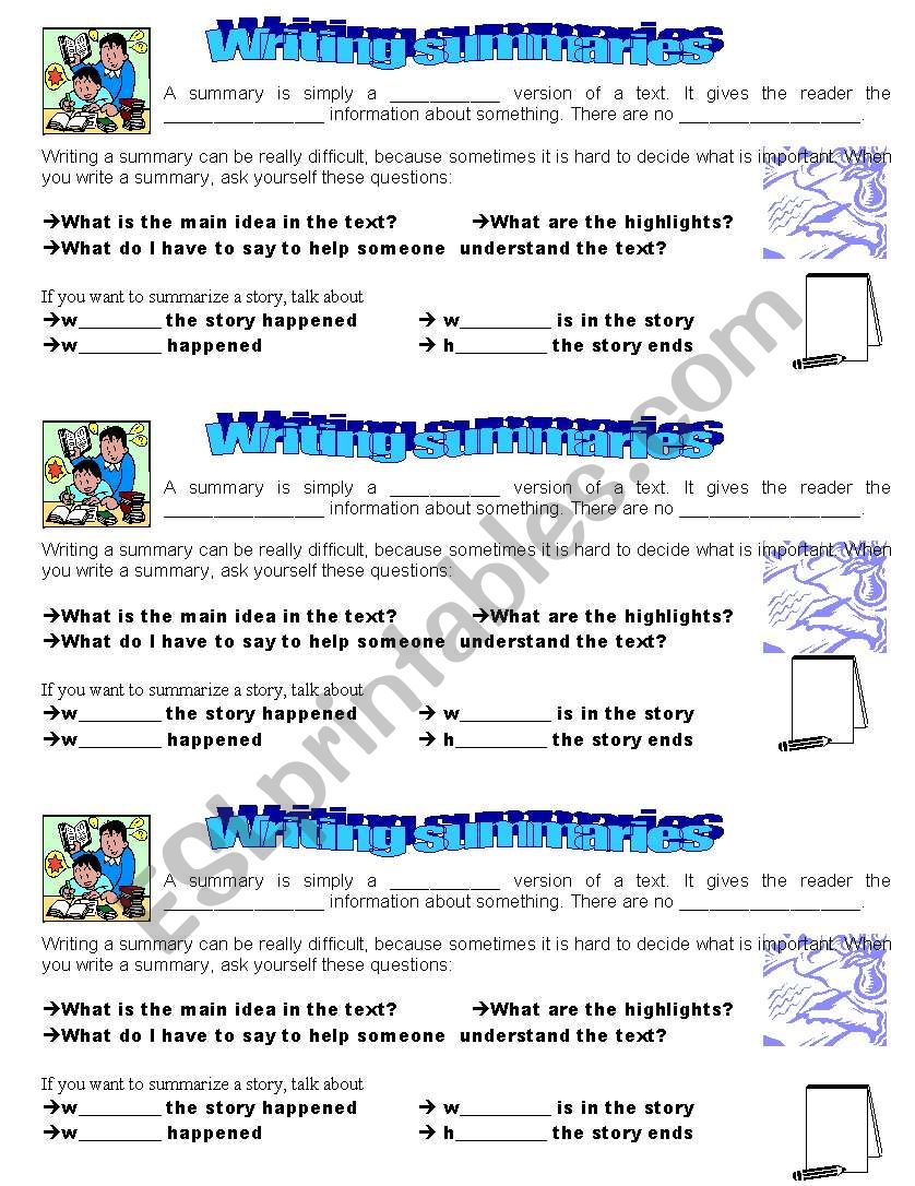 How to write a summary - easy worksheet