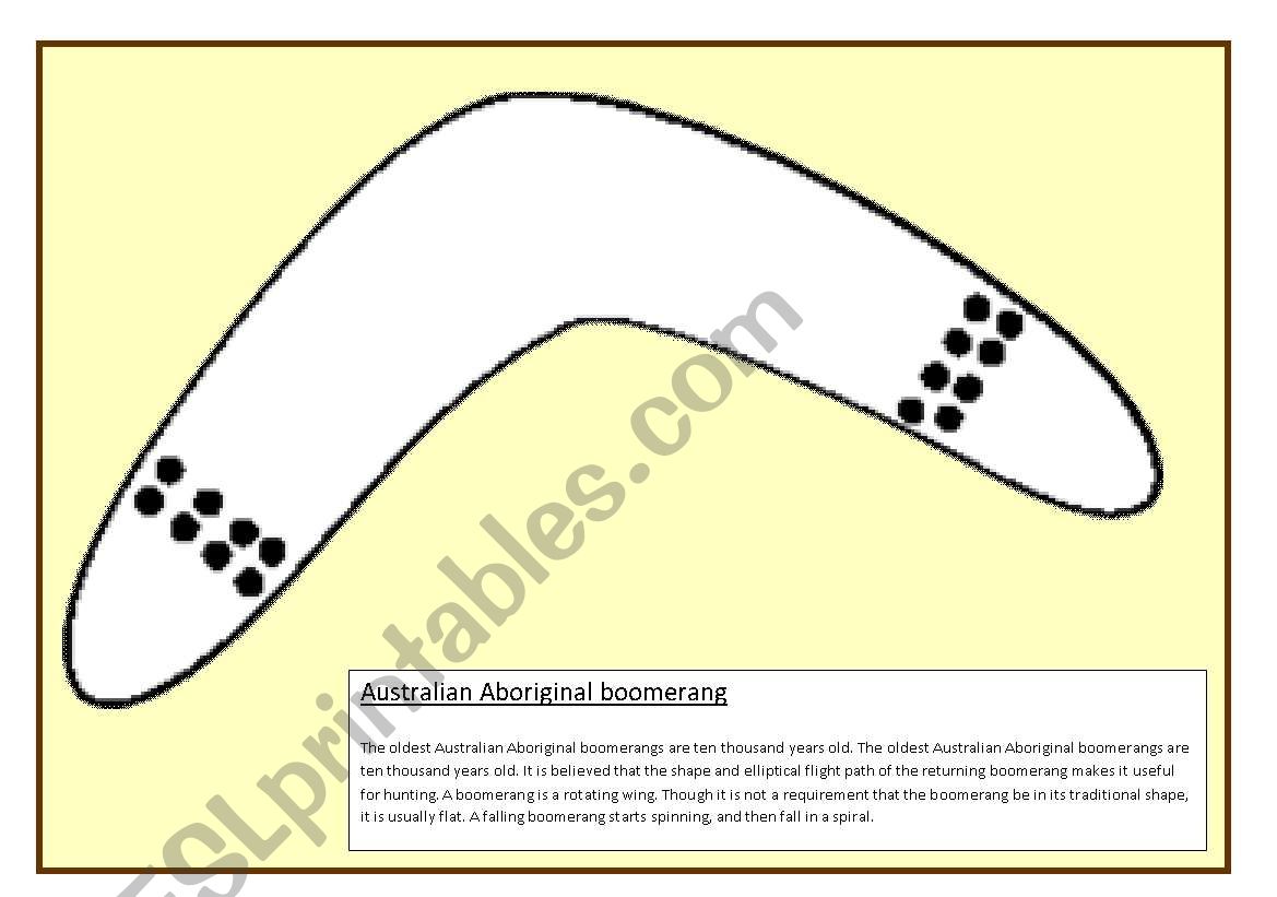 Australian Aboriginal Boomerang artwork - 3 pages