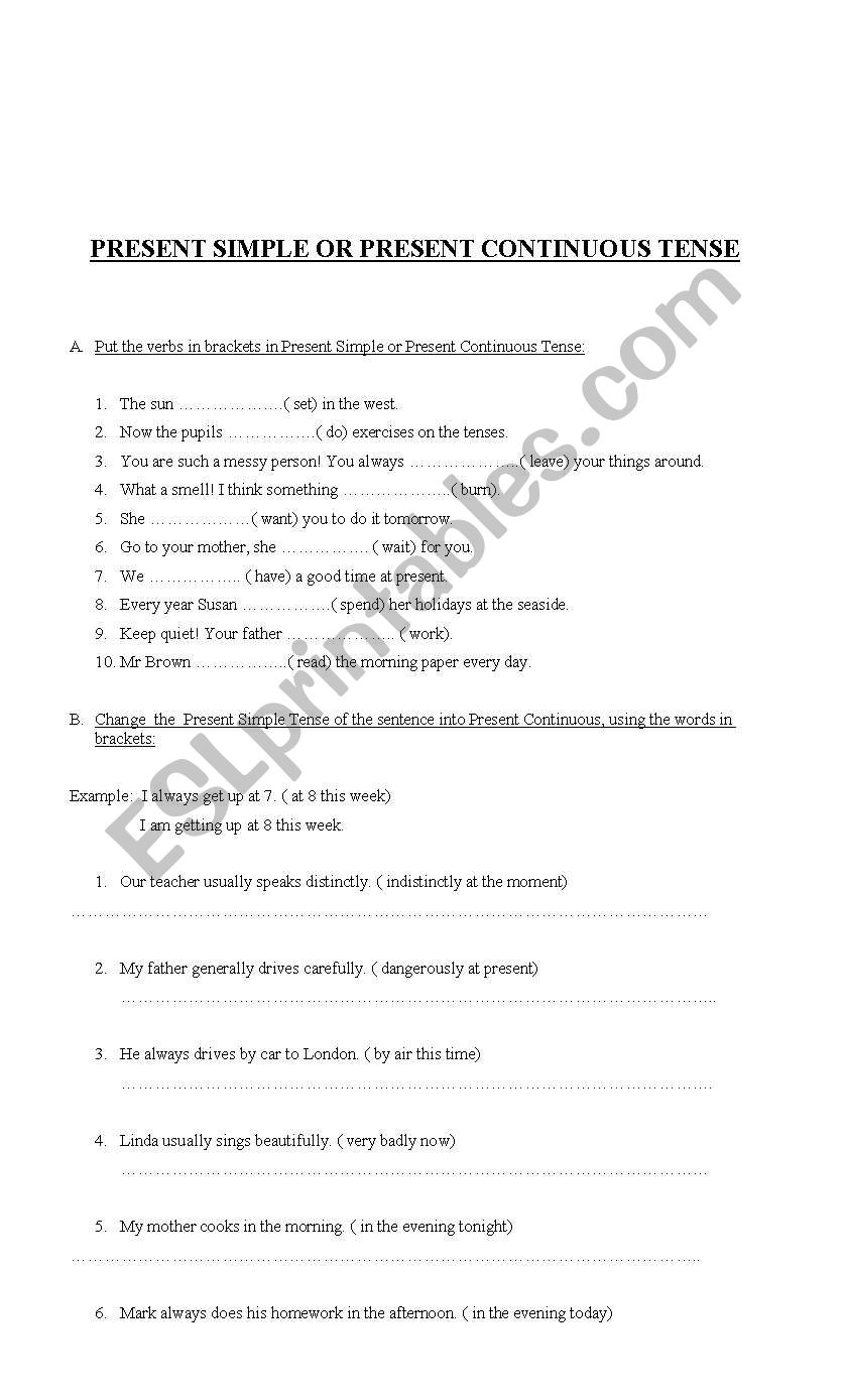 Present Simple or Present Continuous Tense?