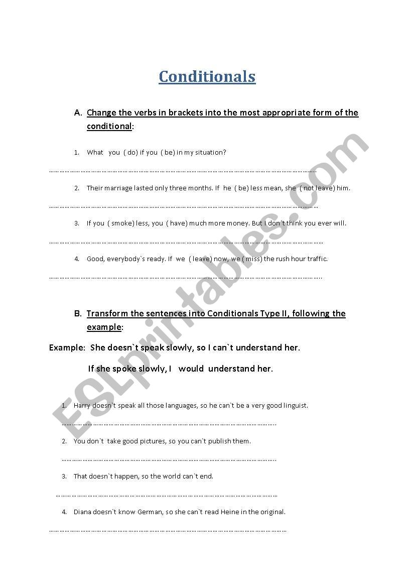 Conditionals worksheet