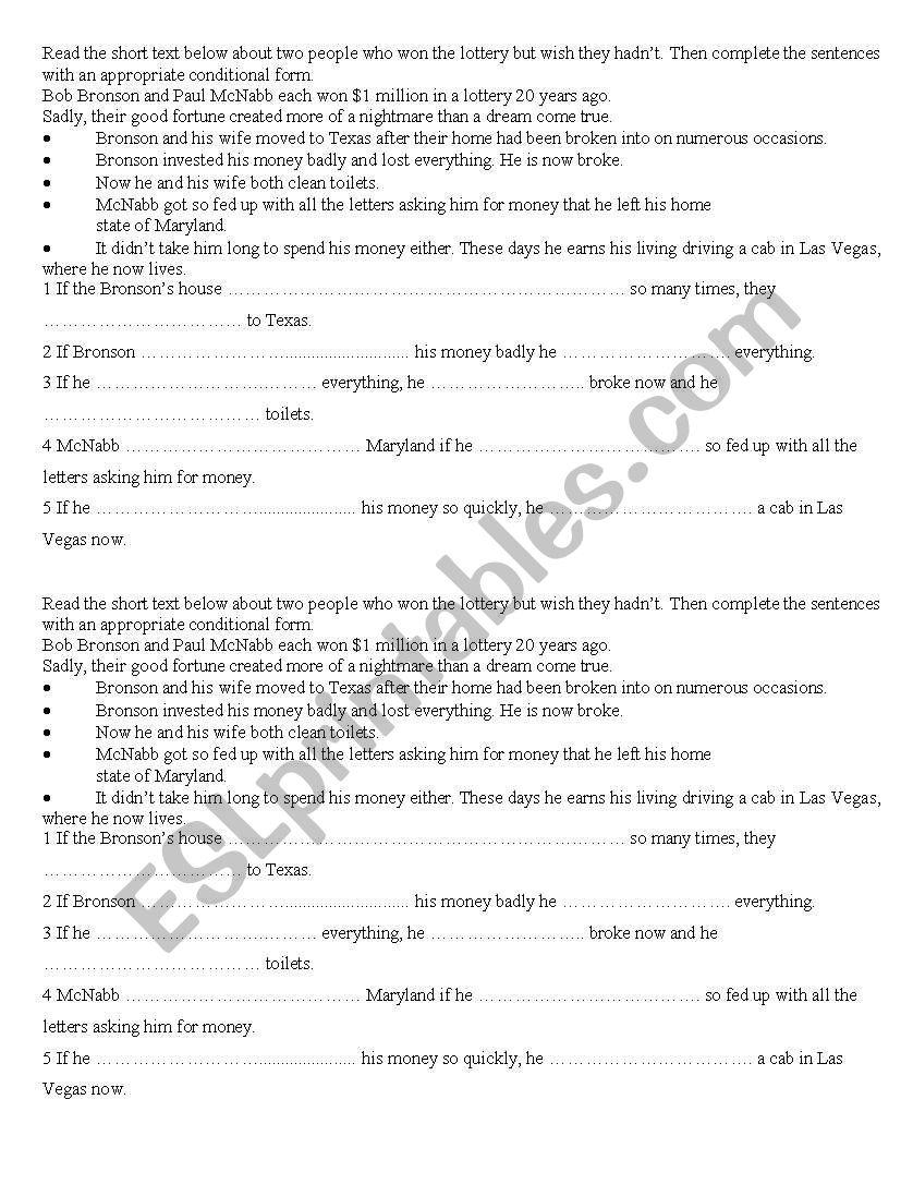 3rd and mixed conditionals worksheet