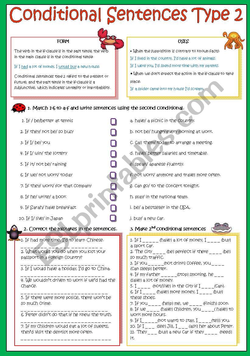 Conditional Sentences type 2 worksheet