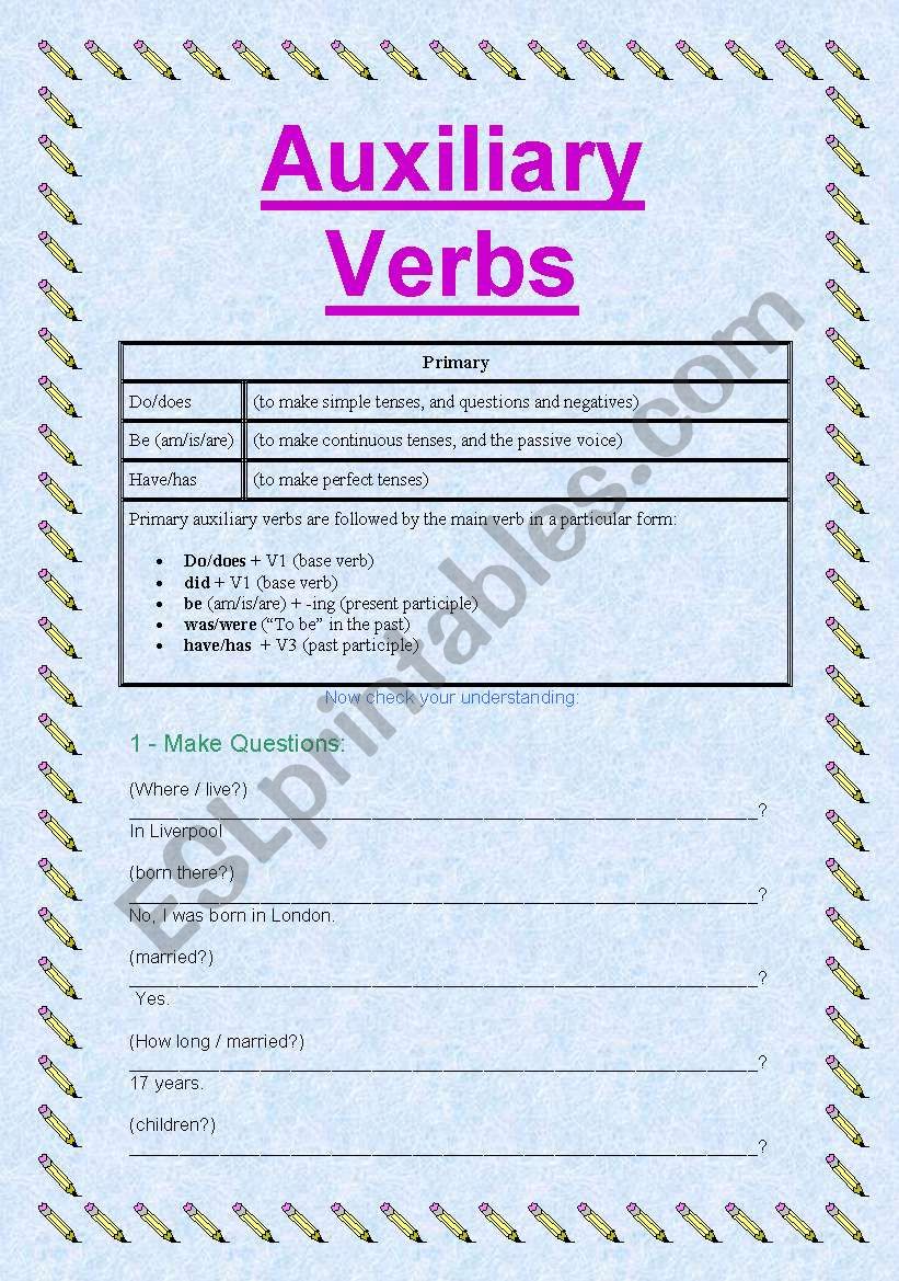 Auxiliary Verbs worksheet