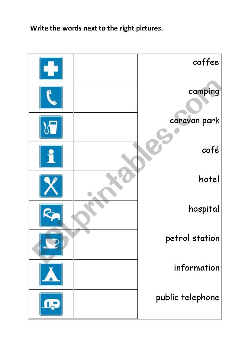 Signs with symbols worksheet