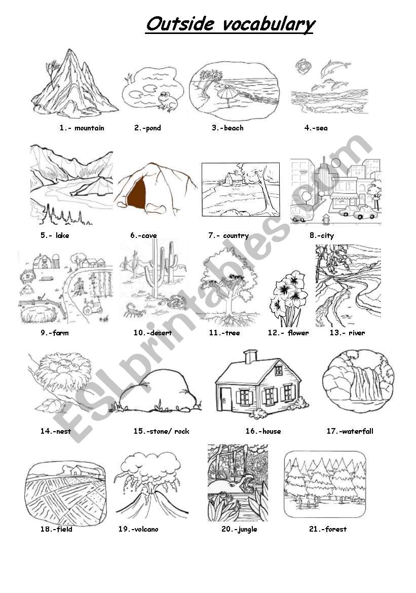 outside vocabulary worksheet