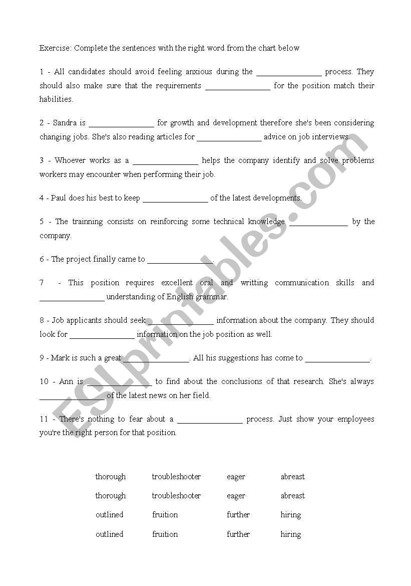 Business English - Vocabulary worksheet