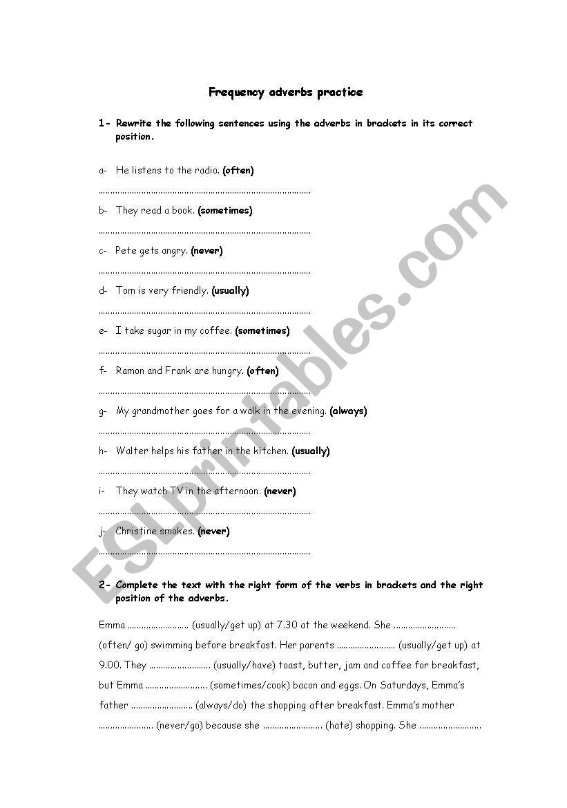 Simple present and frequency adverbs