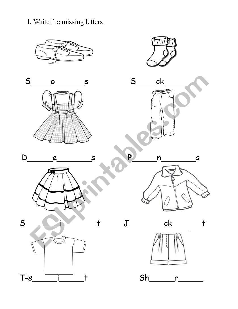 Complete clothe worksheet