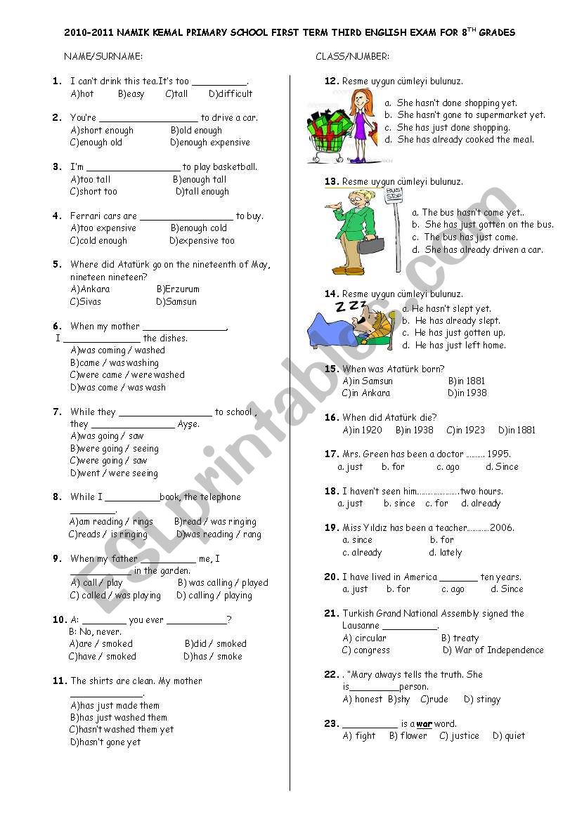 test worksheet