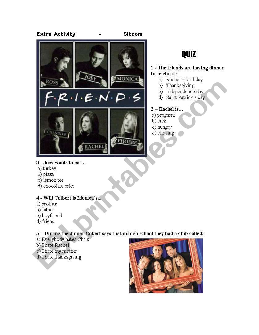 Friends tv serie activity worksheet