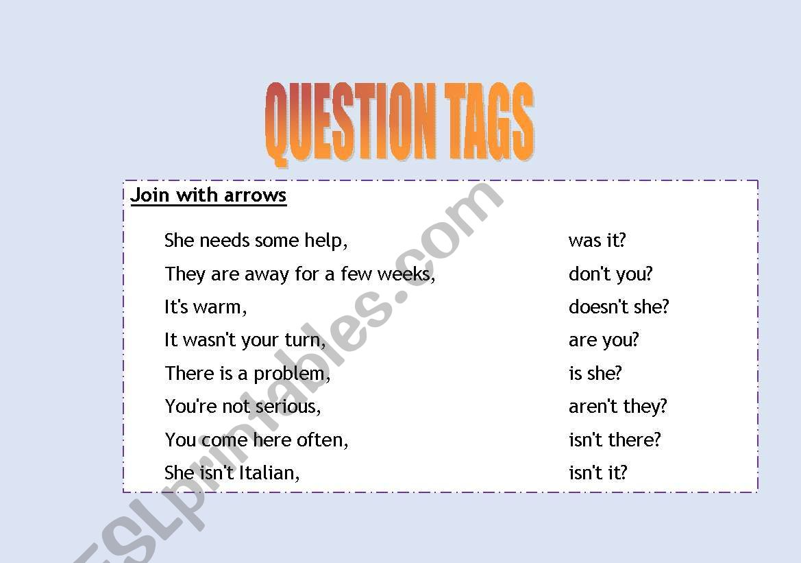 question tags worksheet