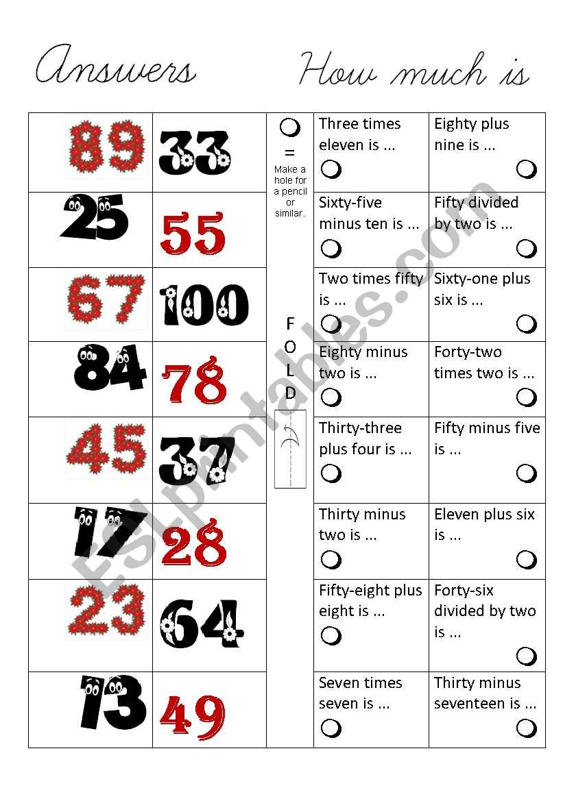 Big numbers worksheet