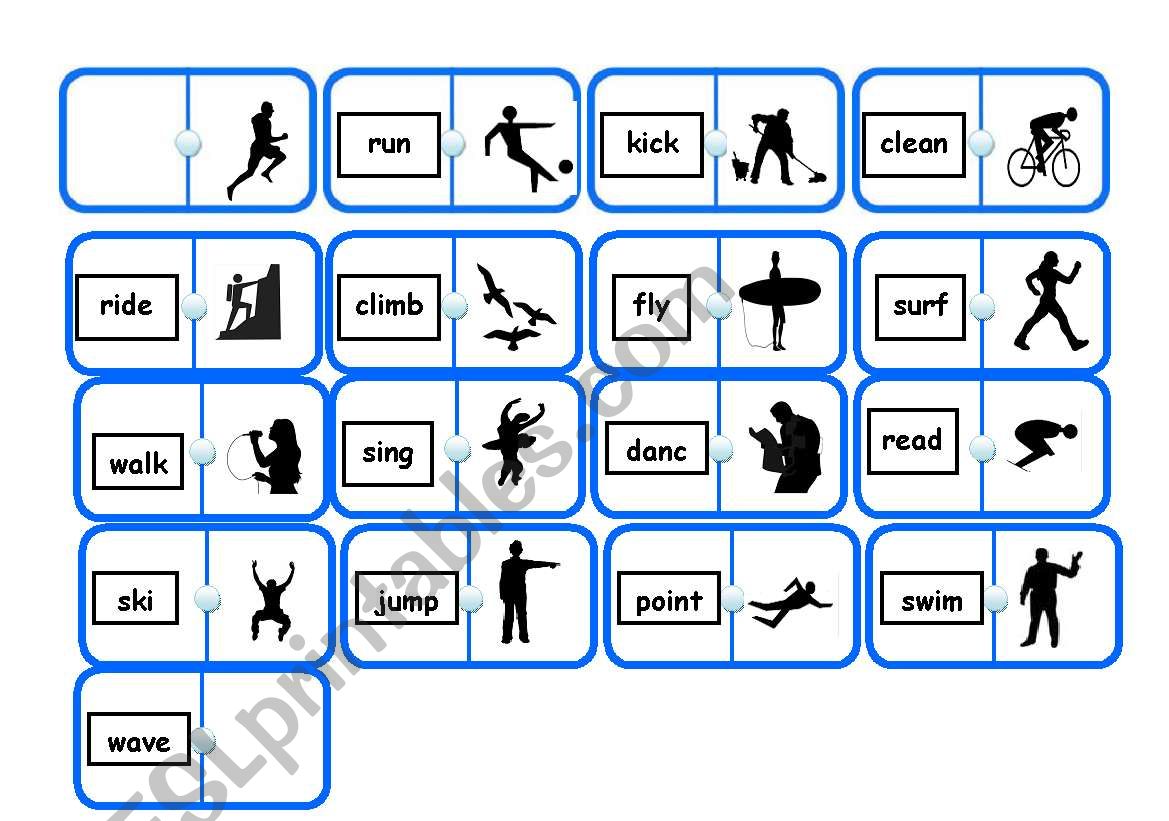 Verbs Domino Game worksheet