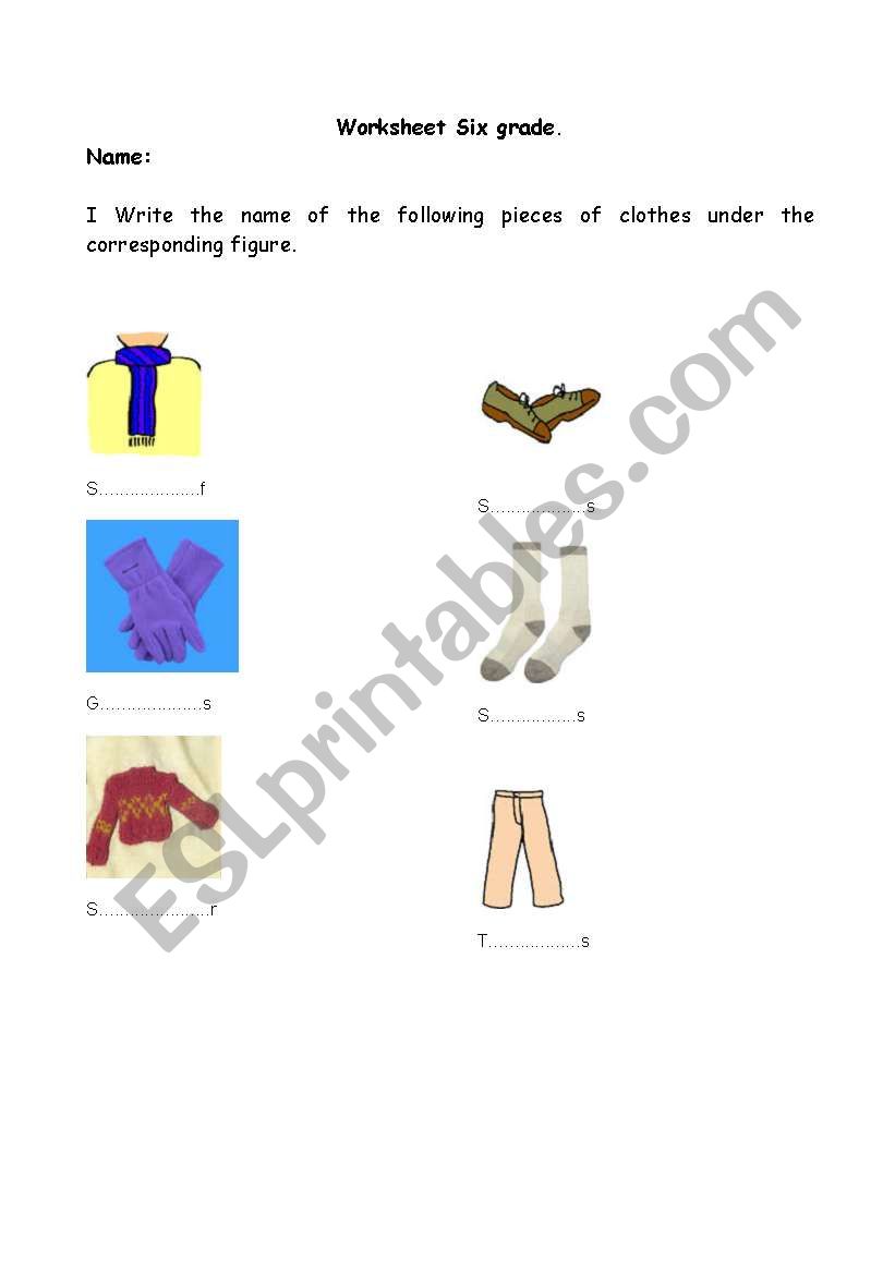 CLOTHES worksheet