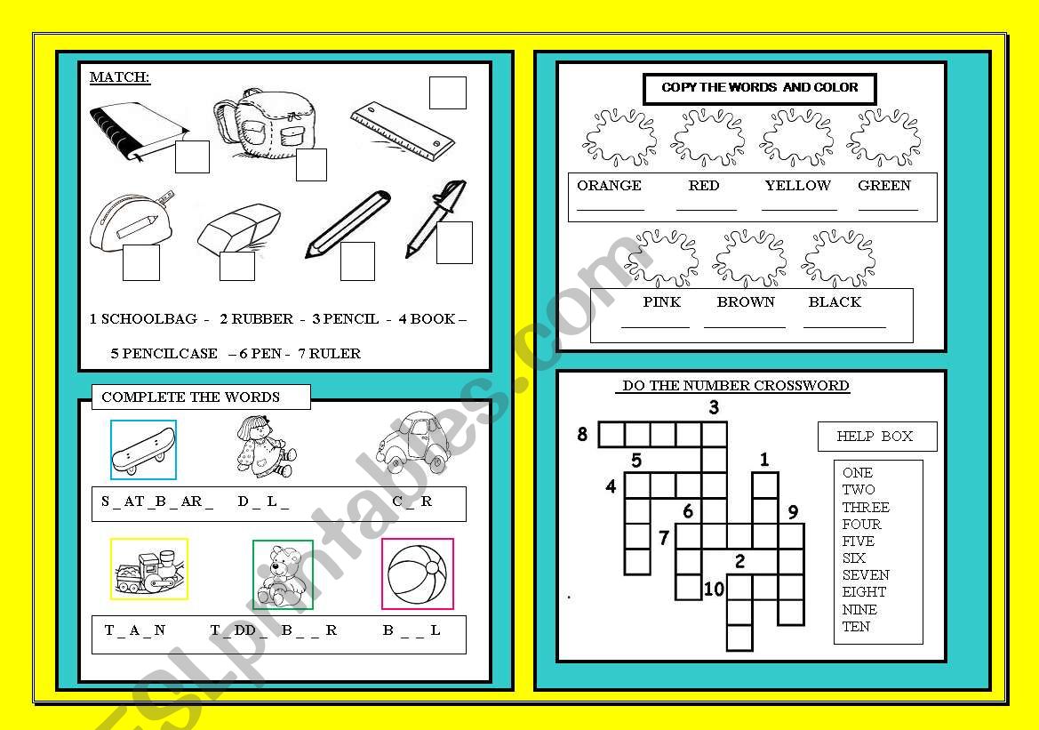 BACK TO SCHOOL- REVISION  worksheet