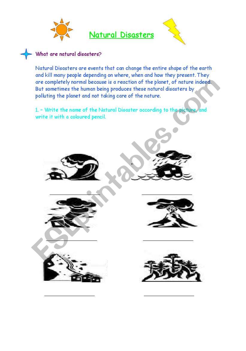 Natural Disasters worksheet