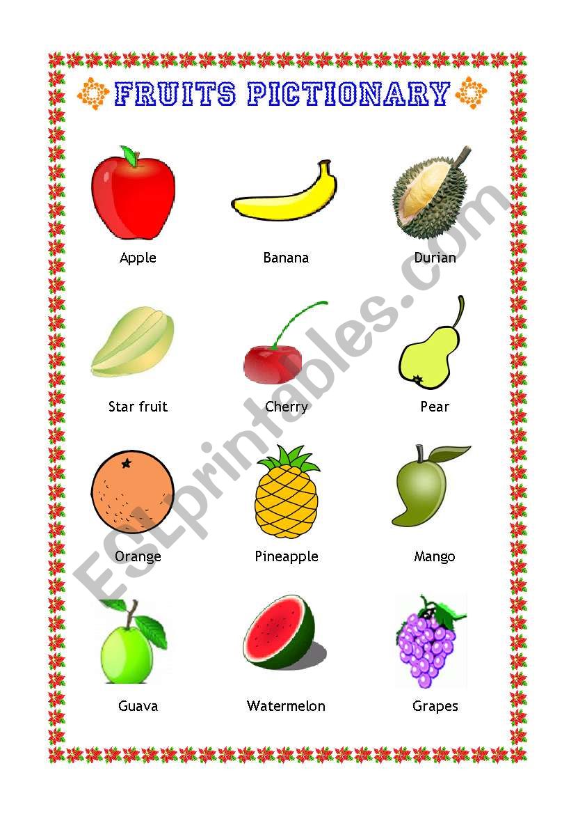 Fruit pictionary worksheet