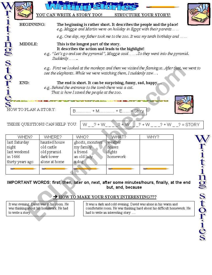 Writing a story worksheet