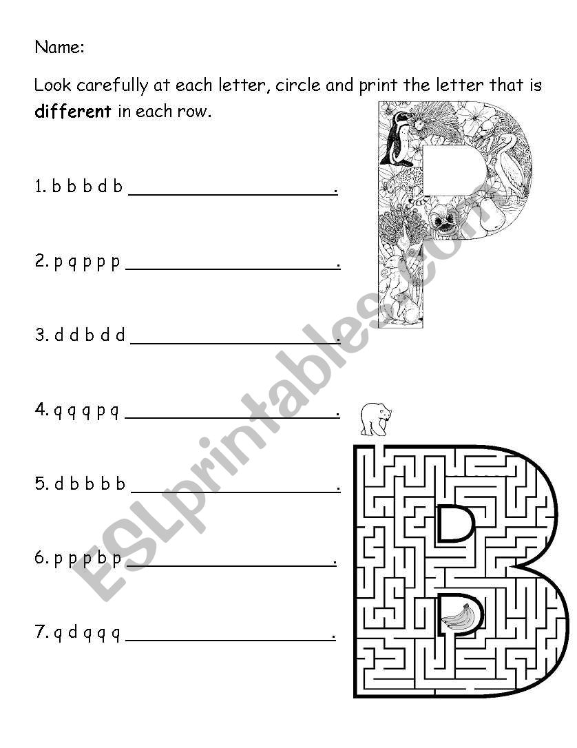 P, b & q Letter Reversal worksheet