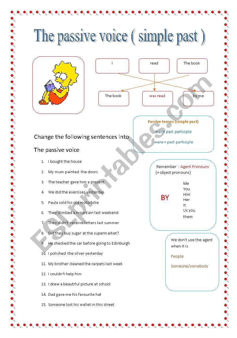 passive voice: simple past worksheet