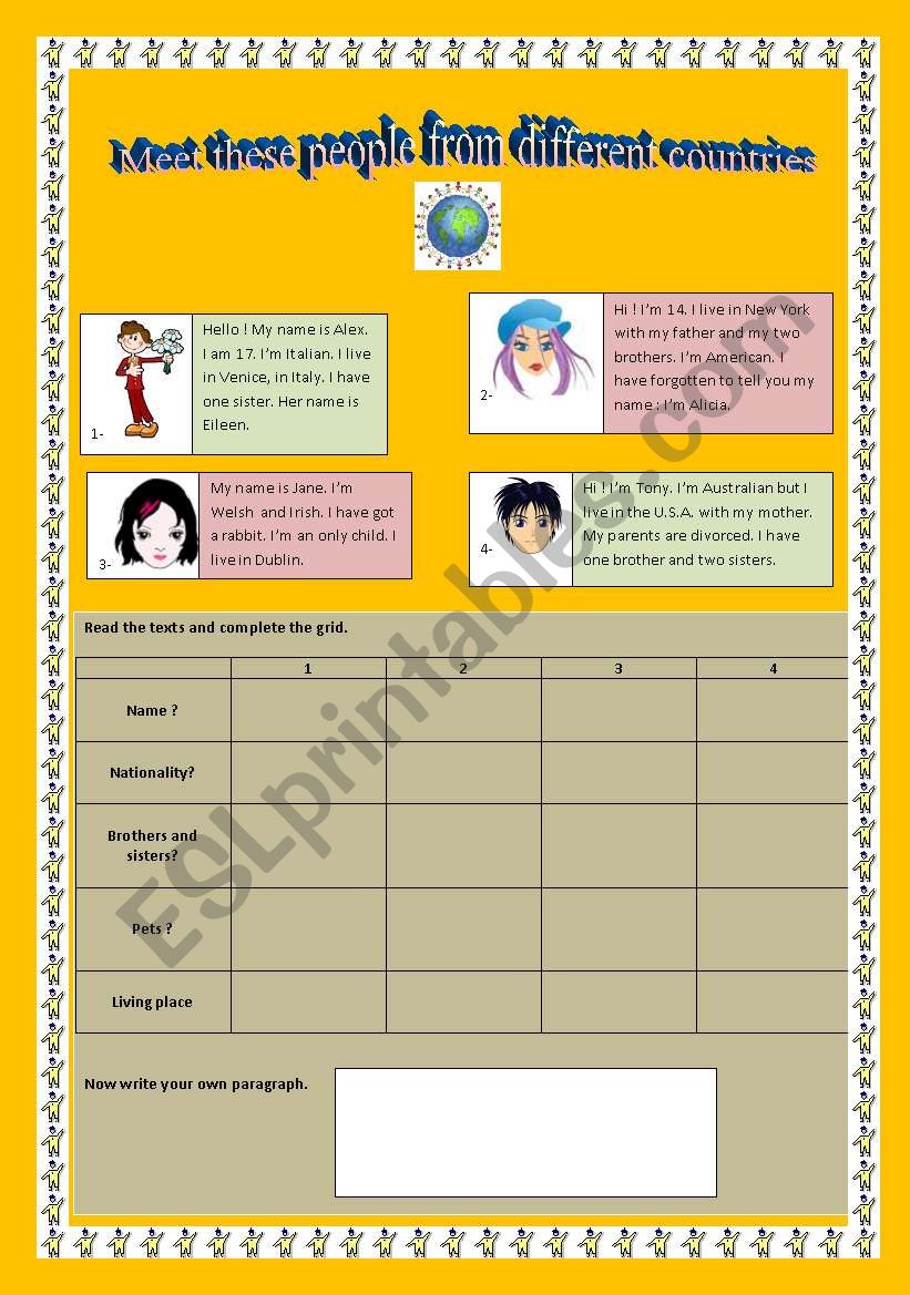 Meet people worksheet