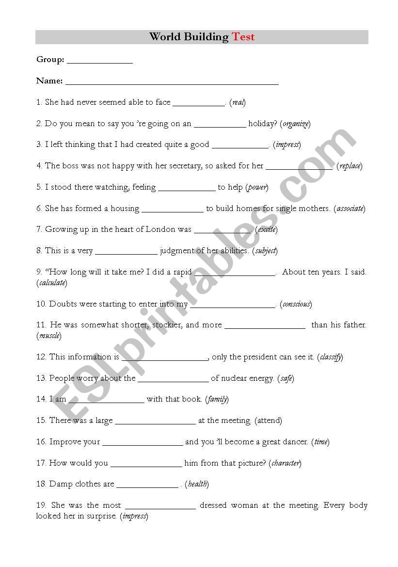 Derivatives worksheet