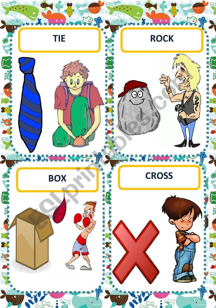 HOMONYMS FLASH CARDS worksheet