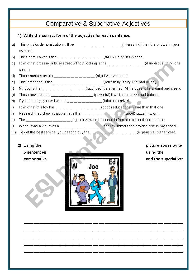 comparative and superlative worksheet