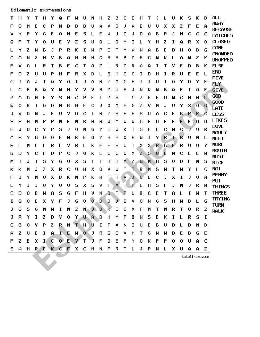 crossword expressions worksheet