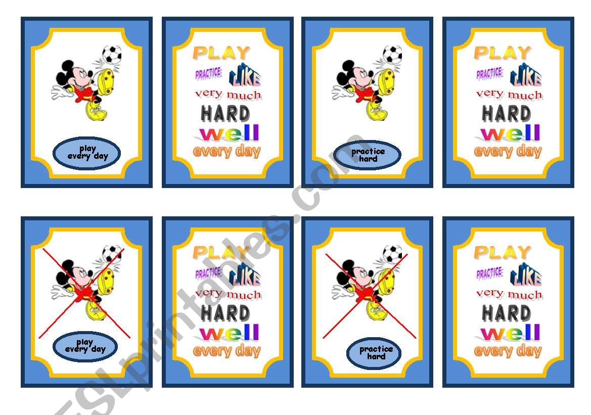 Sports-Simple present and adverb game cards-set 3 of 5 soccer