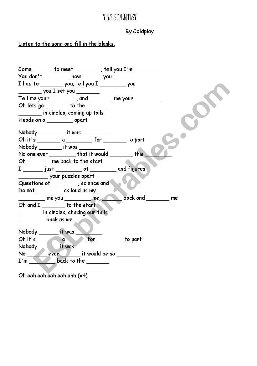 The Scientist worksheet