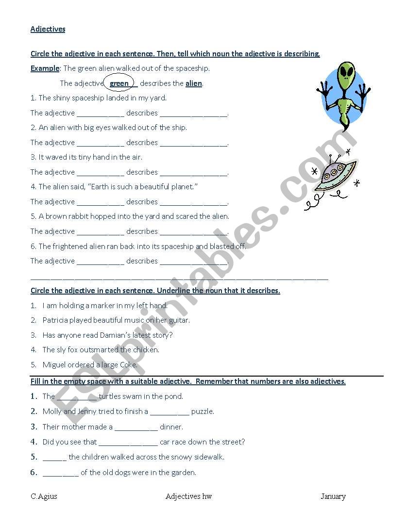 adjectives worksheet