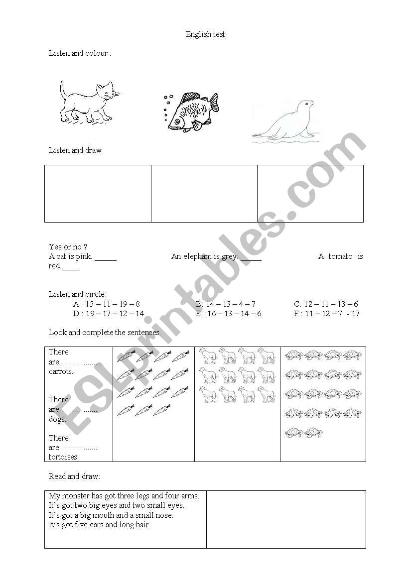 english test worksheet