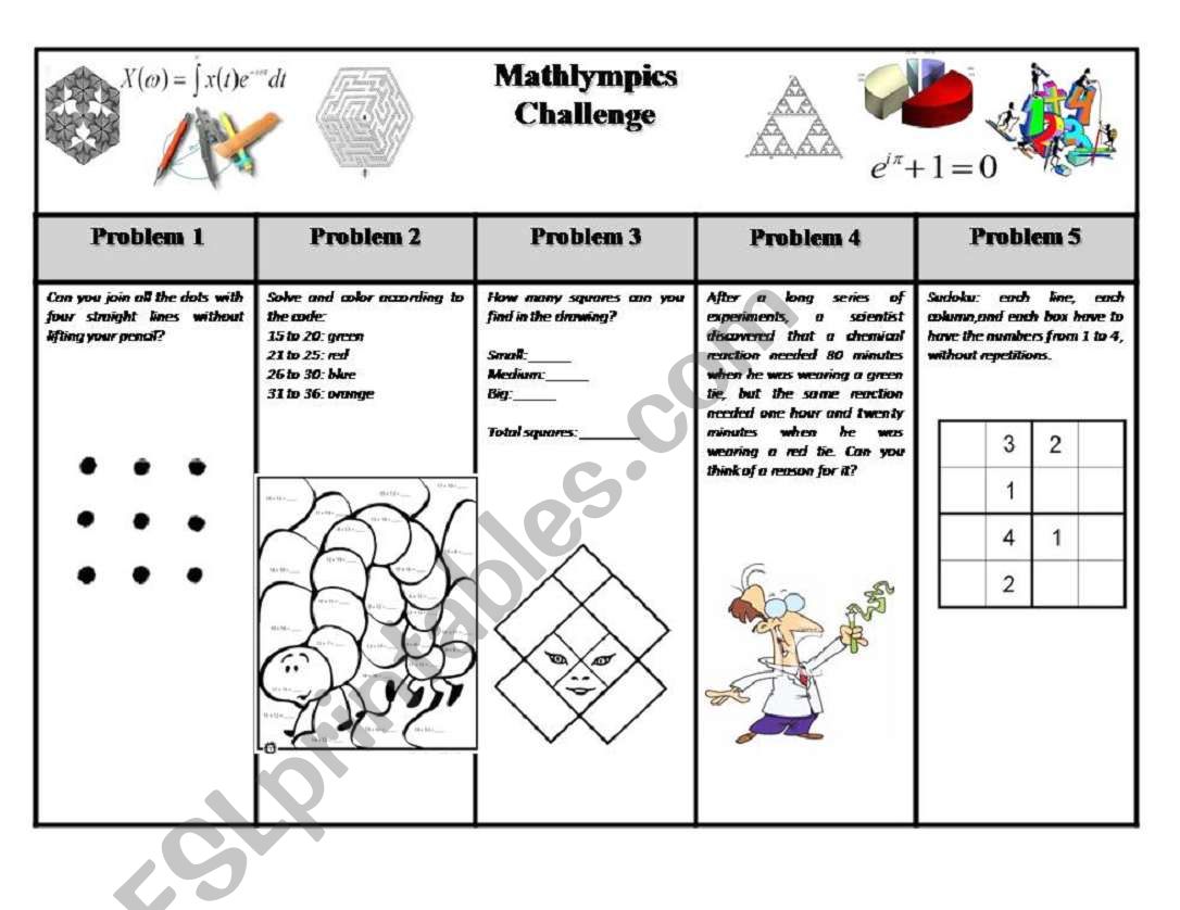 Mathlympics Challenge worksheet