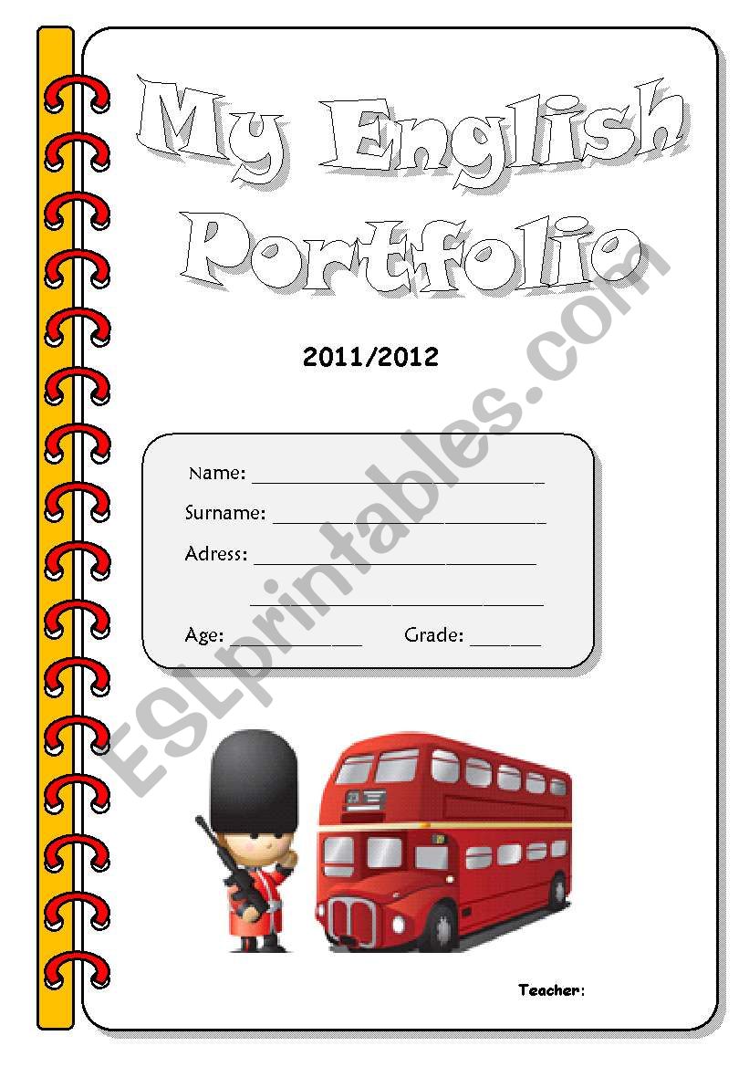 English Portfolio Cover worksheet