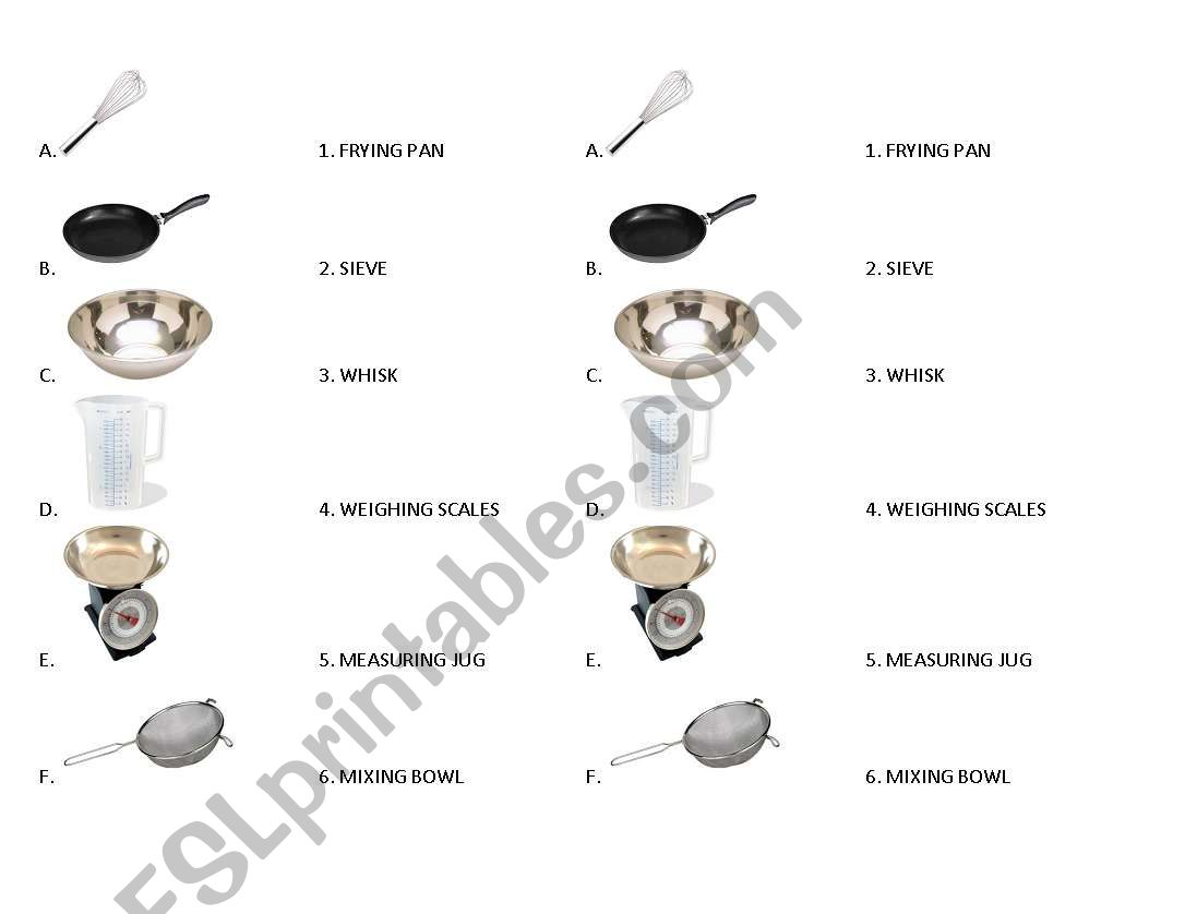 Kitchen Equipment - Matching (Pancake Day)