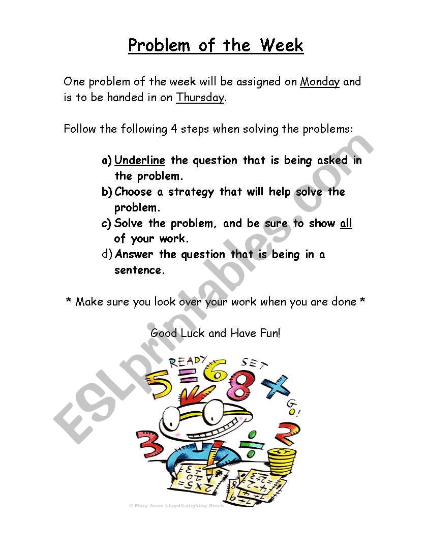 Problem of the Week worksheet