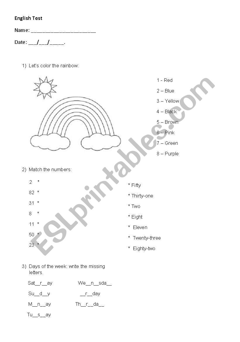 test worksheet