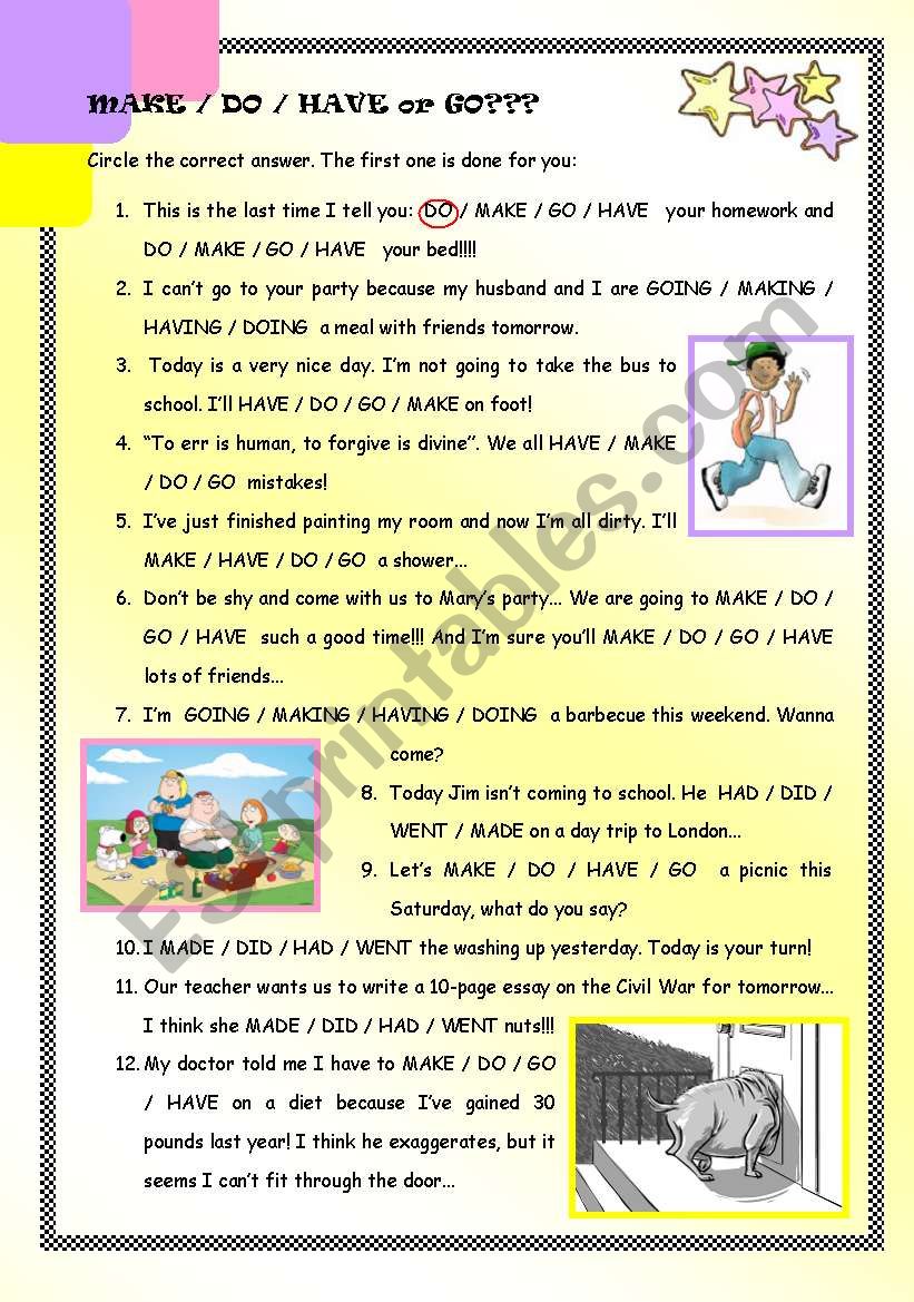 Collocations with MAKE/DO/HAVE/GO